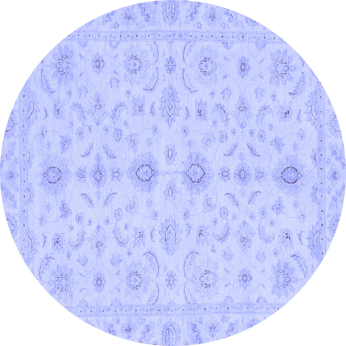 Round Machine Washable Oriental Blue Traditional Rug, wshabs3956blu