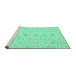 Sideview of Machine Washable Oriental Turquoise Traditional Area Rugs, wshabs3956turq