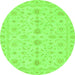 Round Oriental Green Traditional Rug, abs3956grn