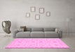 Machine Washable Oriental Pink Traditional Rug in a Living Room, wshabs3956pnk