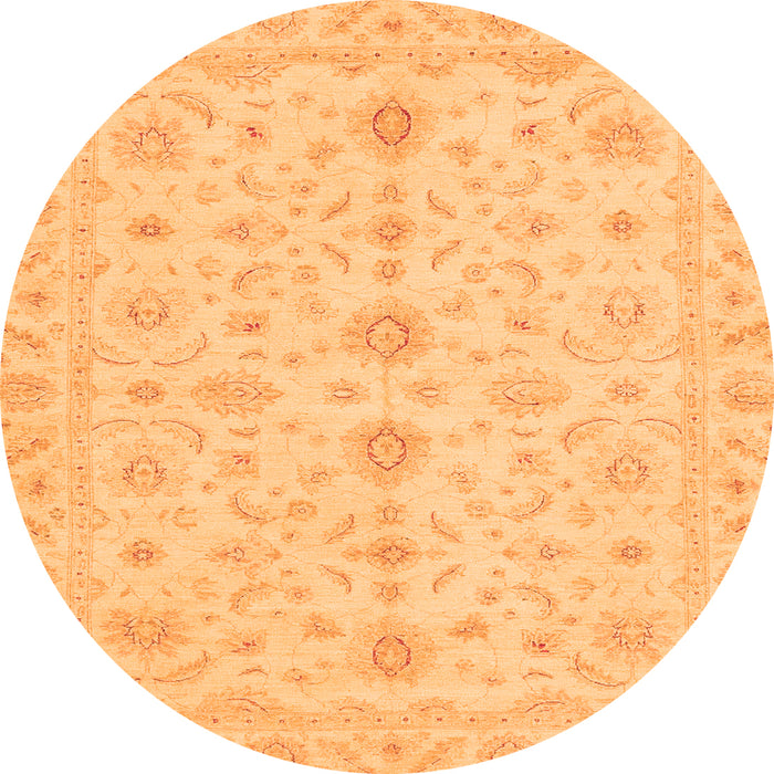 Round Oriental Orange Traditional Rug, abs3956org