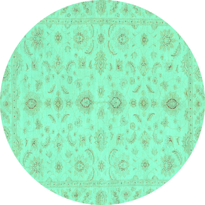 Round Oriental Turquoise Traditional Rug, abs3956turq