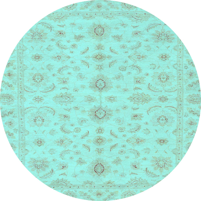 Round Oriental Light Blue Traditional Rug, abs3956lblu