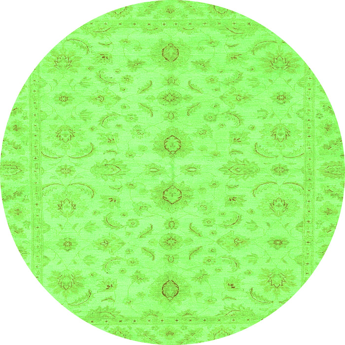 Round Machine Washable Oriental Green Traditional Area Rugs, wshabs3956grn