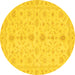 Round Oriental Yellow Traditional Rug, abs3956yw