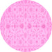 Round Oriental Pink Traditional Rug, abs3956pnk