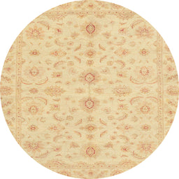 Round Machine Washable Abstract Mustard Yellow Rug, wshabs3956