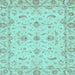 Square Machine Washable Oriental Light Blue Traditional Rug, wshabs3957lblu