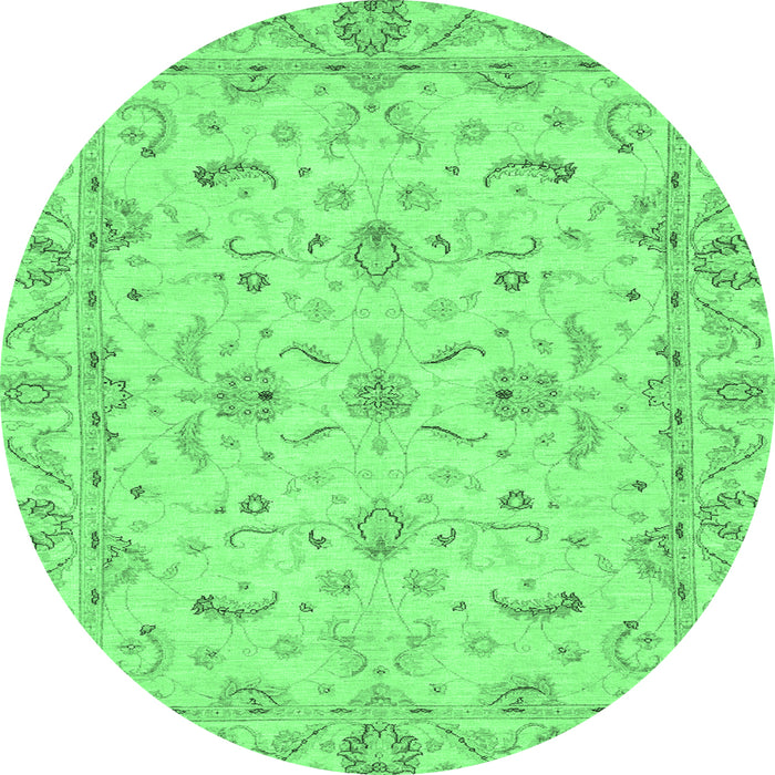 Round Oriental Emerald Green Traditional Rug, abs3957emgrn