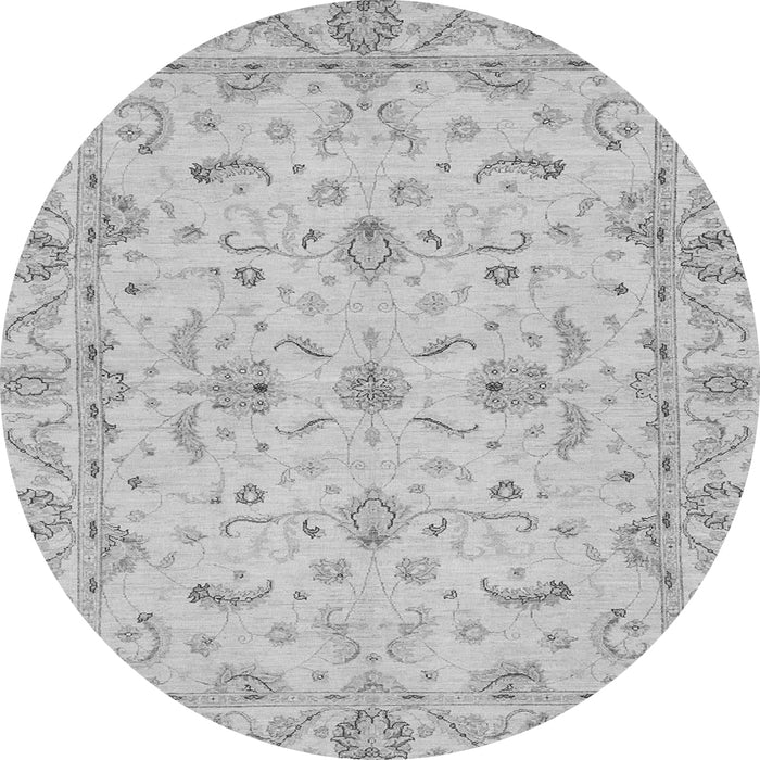Round Machine Washable Oriental Gray Traditional Rug, wshabs3957gry