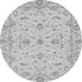 Round Machine Washable Oriental Gray Traditional Rug, wshabs3957gry