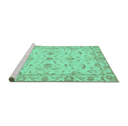 Sideview of Machine Washable Oriental Turquoise Traditional Area Rugs, wshabs3957turq