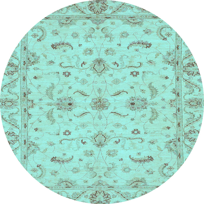 Round Oriental Light Blue Traditional Rug, abs3957lblu