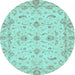 Round Oriental Light Blue Traditional Rug, abs3957lblu