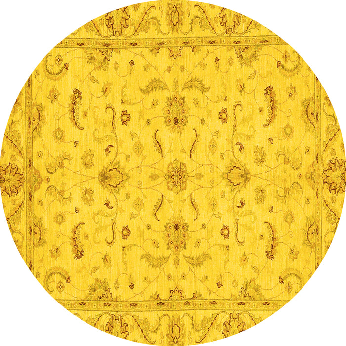 Round Oriental Yellow Traditional Rug, abs3957yw