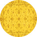 Round Oriental Yellow Traditional Rug, abs3957yw