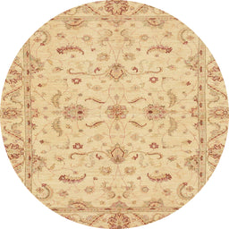 Round Abstract Orange Oriental Rug, abs3957