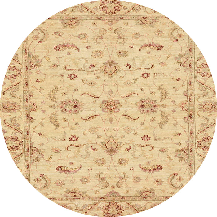 Round Abstract Orange Oriental Rug, abs3957