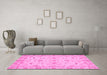 Machine Washable Oriental Pink Traditional Rug in a Living Room, wshabs3957pnk