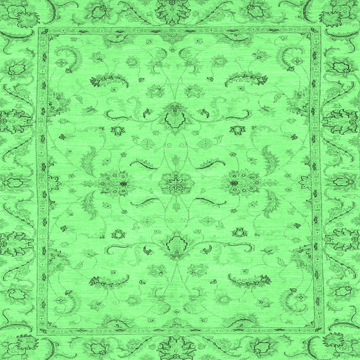 Square Machine Washable Oriental Emerald Green Traditional Area Rugs, wshabs3957emgrn