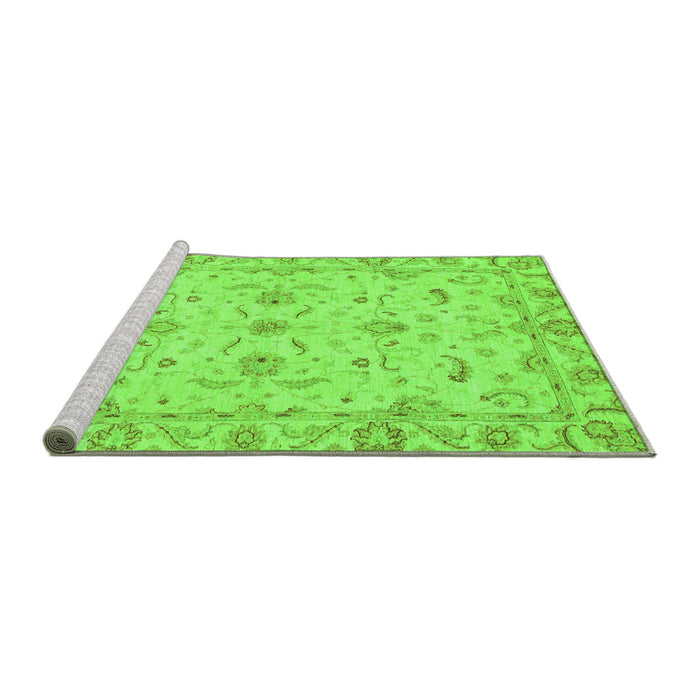 Sideview of Machine Washable Oriental Green Traditional Area Rugs, wshabs3957grn