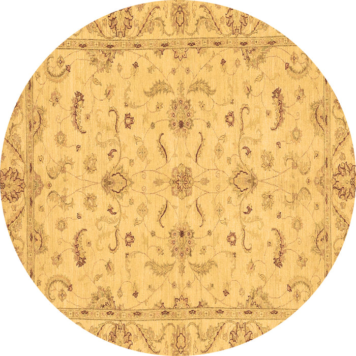 Round Oriental Brown Traditional Rug, abs3957brn