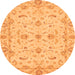 Round Machine Washable Oriental Orange Traditional Area Rugs, wshabs3957org