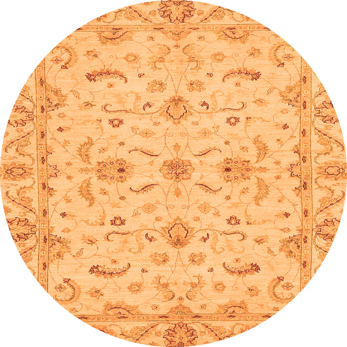 Round Oriental Orange Traditional Rug, abs3957org