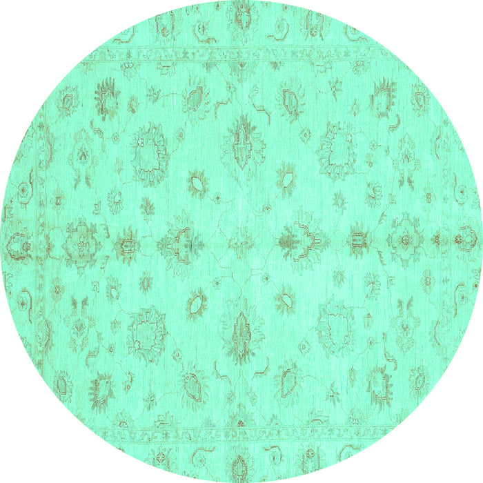 Round Oriental Turquoise Traditional Rug, abs3958turq