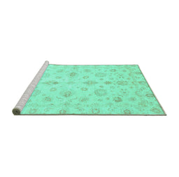Sideview of Machine Washable Oriental Turquoise Traditional Area Rugs, wshabs3958turq