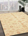 Abstract Sun Yellow Oriental Rug in Family Room, abs3958