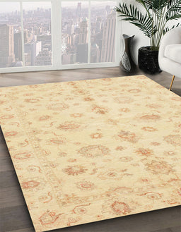 Machine Washable Abstract Sun Yellow Rug in a Family Room, wshabs3958