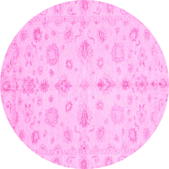 Round Oriental Pink Traditional Rug, abs3958pnk