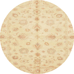 Round Abstract Sun Yellow Oriental Rug, abs3958