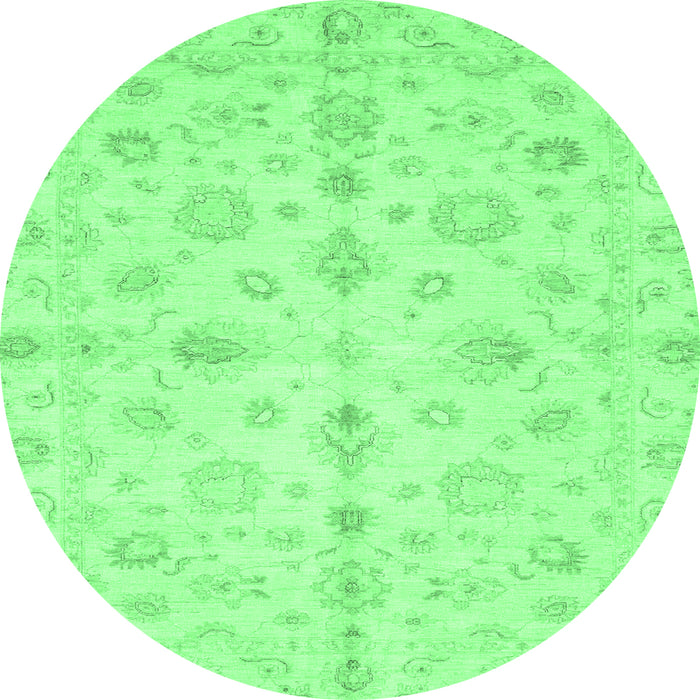 Round Machine Washable Oriental Emerald Green Traditional Area Rugs, wshabs3958emgrn