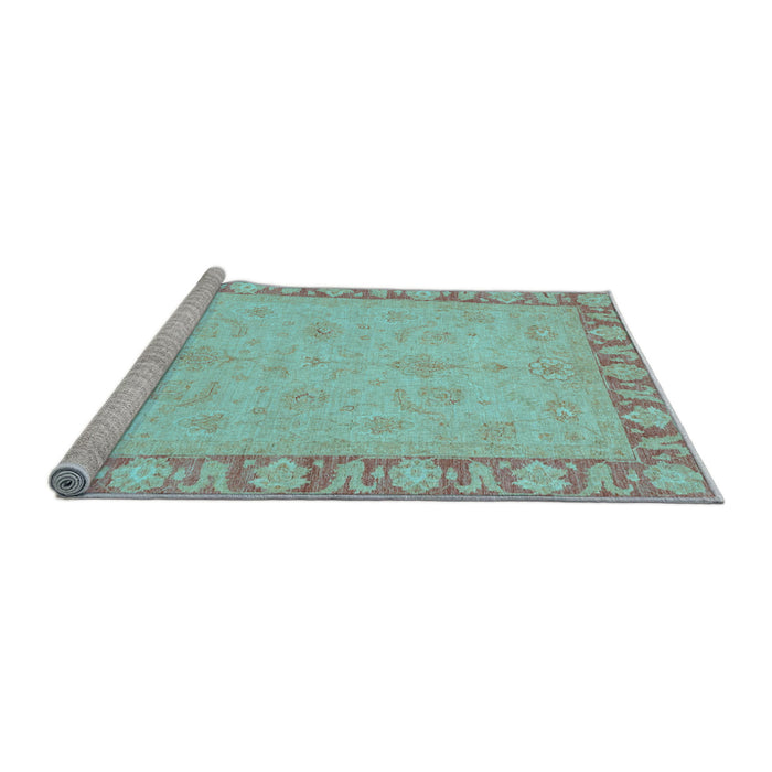 Sideview of Machine Washable Oriental Light Blue Traditional Rug, wshabs3959lblu