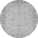 Round Machine Washable Oriental Gray Traditional Rug, wshabs3959gry