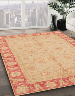 Abstract Yellow Oriental Rug in Family Room, abs3959