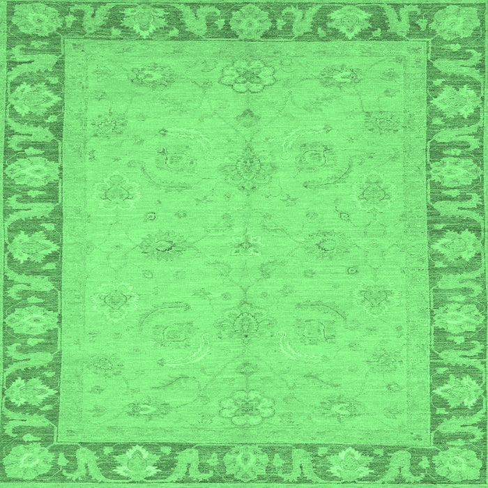 Square Machine Washable Oriental Emerald Green Traditional Area Rugs, wshabs3959emgrn