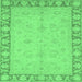 Square Machine Washable Oriental Emerald Green Traditional Area Rugs, wshabs3959emgrn