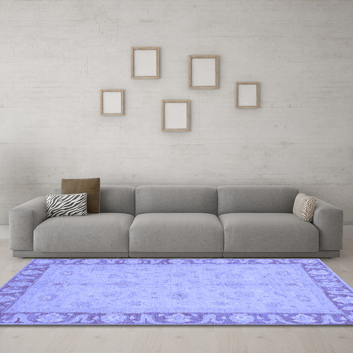 Machine Washable Oriental Blue Traditional Rug in a Living Room, wshabs3959blu