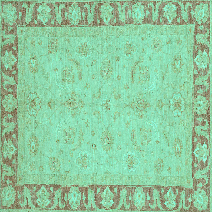 Square Machine Washable Oriental Turquoise Traditional Area Rugs, wshabs3959turq