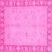 Square Machine Washable Oriental Pink Traditional Rug, wshabs3959pnk