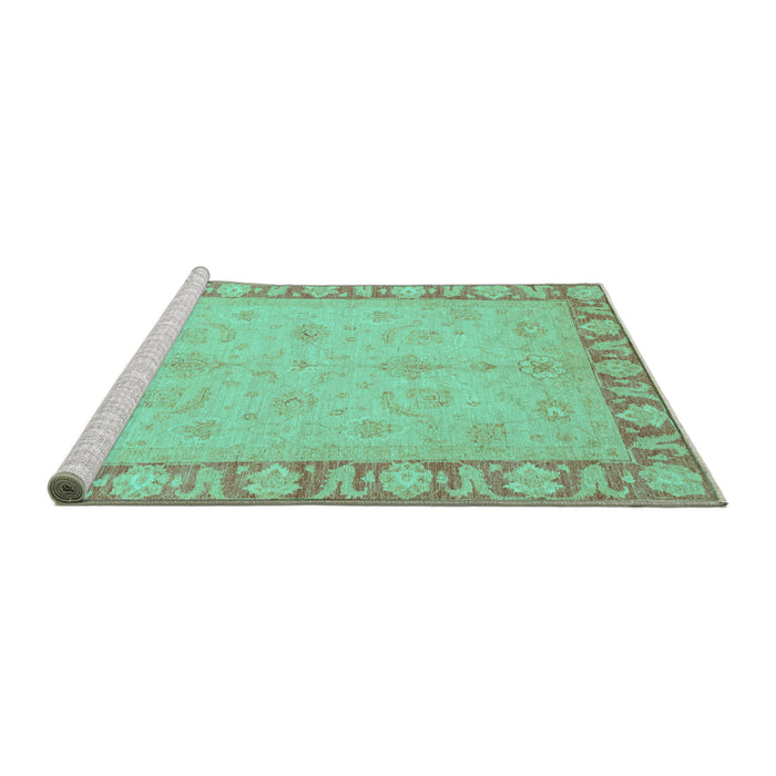 Sideview of Machine Washable Oriental Turquoise Traditional Area Rugs, wshabs3959turq