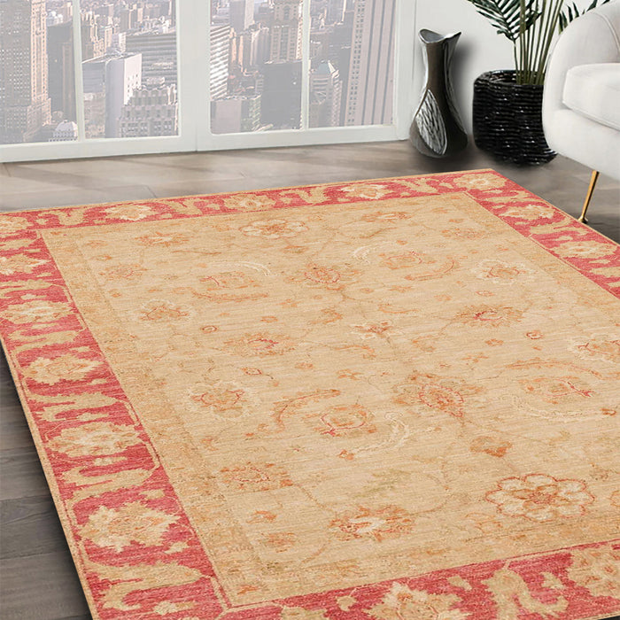 Abstract Yellow Oriental Rug in Family Room, abs3959