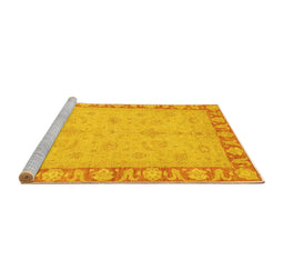 Sideview of Machine Washable Oriental Yellow Traditional Rug, wshabs3959yw