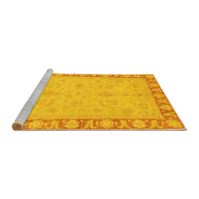 Sideview of Machine Washable Oriental Yellow Traditional Rug, wshabs3959yw