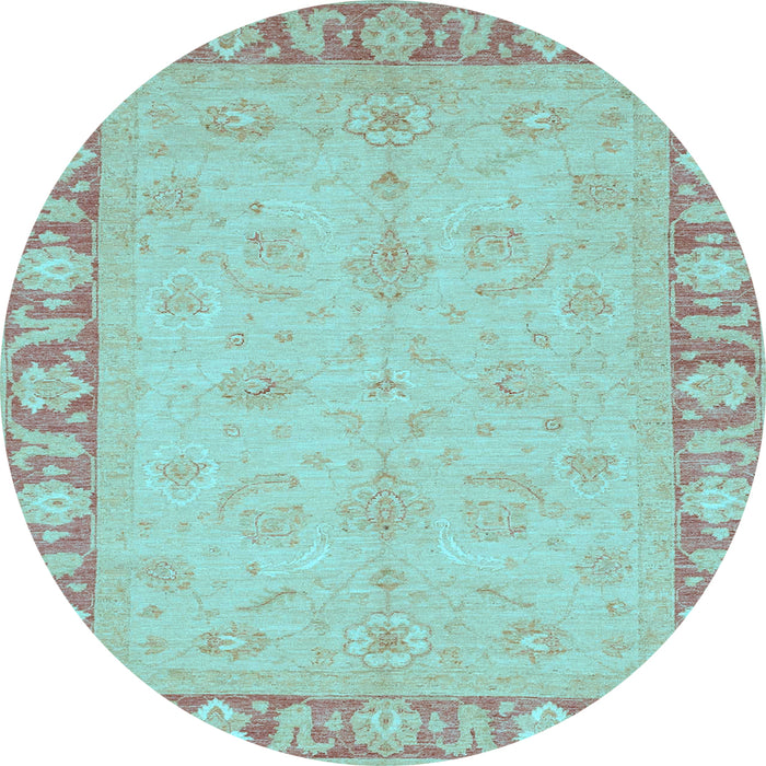 Round Oriental Light Blue Traditional Rug, abs3959lblu