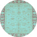 Round Oriental Light Blue Traditional Rug, abs3959lblu