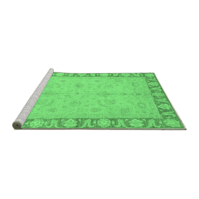 Sideview of Machine Washable Oriental Emerald Green Traditional Area Rugs, wshabs3959emgrn